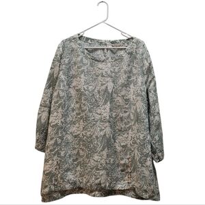 SOFT SURROUNDINGS Oceo Gauze Tunic Green Milieu Marble Plus 3X Keyhole Back